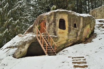 Daniil's cave from 15th century. Daniil Sihastrul was a renowned Romanian Orthodox spiritual guide,...