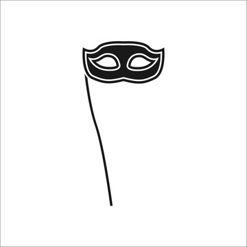 Carnival or Mardi Gras mask simple silhouette icon on background