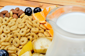 cereal with fruit on table