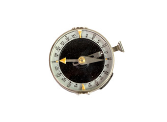 Compass on a white background. Photo of magnetic compass.