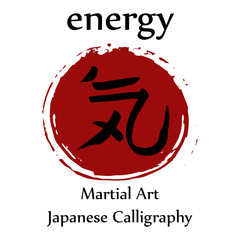 Japanese hieroglyph ENERGY. Martial art calligraphy
