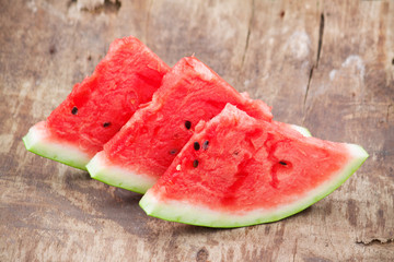Ripe fresh watermelon on wood desk