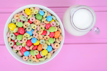 cereal with candy on table
