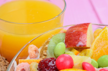 cereal with fruit on table