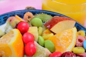 cereal with fruit on table
