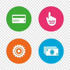 ATM cash machine withdrawal icons.