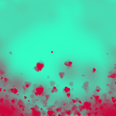 Floating red hearts on a teal background