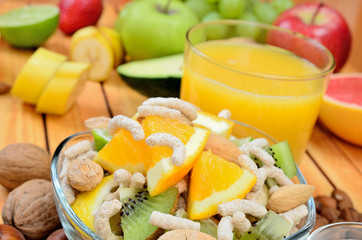 cereal with fruit on table