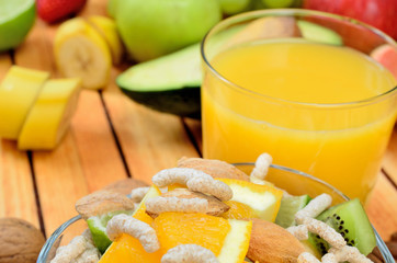 cereal with fruit on table