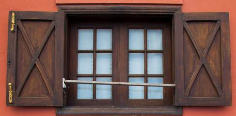 window wooden frame close-up on the house
