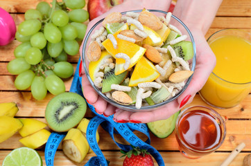cereal with fruit on table
