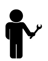 Homme une clé de serrage à la main