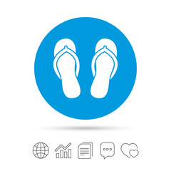 Flip-flops sign icon. Beach shoes.