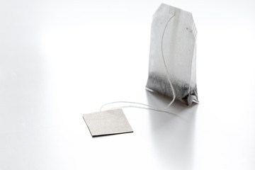Close up teabag on white background mock-up