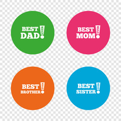 Best mom and dad, brother, sister icons.