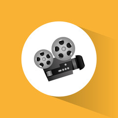 cinema camera film projector round icon vector illustration eps 10