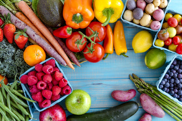 Assorted Fruits and Vegetables Background