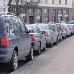 Helsinki, Finland - March, 14, 2016: the parking cars in Helsinki, Finland