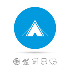 Tourist tent sign icon. Camping symbol.