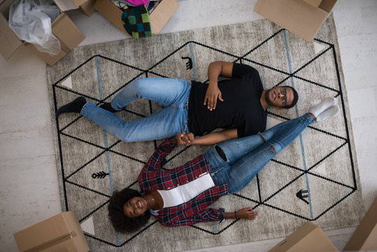 Top view of attractive young African American couple