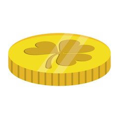 st patricks day coin treasure with clover vector illustration eps 10