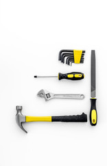 Tools for repairing top view on white background