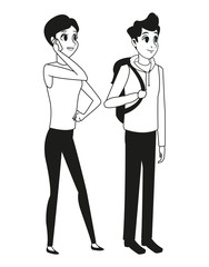couple young talking communication outline vector illustration eps 10
