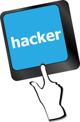 hacker word on keyboard, attack, internet concept