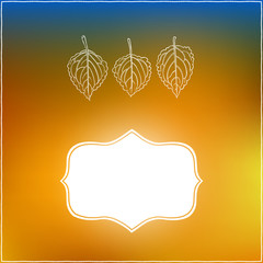 Autumn card with falling leaf and soft lights