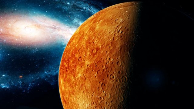 Realistic beautiful planet Mercury from deep space