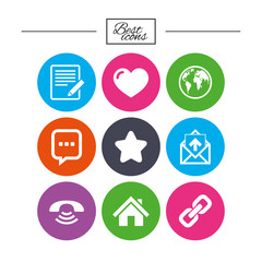 Mail, contact icons. Communication signs.