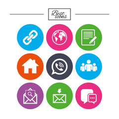 Communication icons. Contact, mail signs.