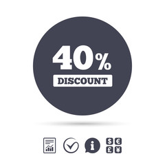 40 percent discount sign icon. Sale symbol.