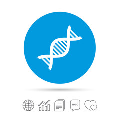 DNA sign icon. Deoxyribonucleic acid symbol.