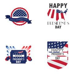 Set of president day stickers on a white background, Vector illustration