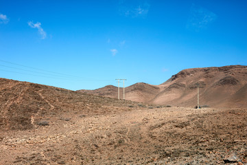 Electric pole in the desert in Morocco