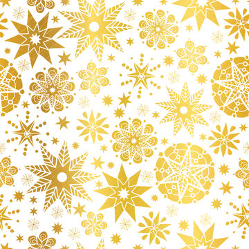 Vector Golden Abstract Doodle Stars Seamless Pattern Background. Great for elegant gold texture fabric, cards, wedding invitations, wallpaper.