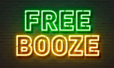 Free booze neon sign