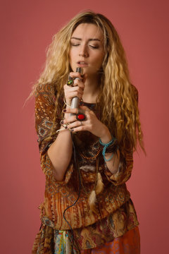 Rock star singing into a microphone