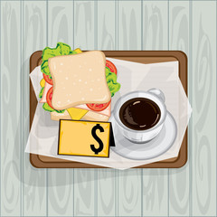 foods objects coffee sandwich drawing graphic  design template