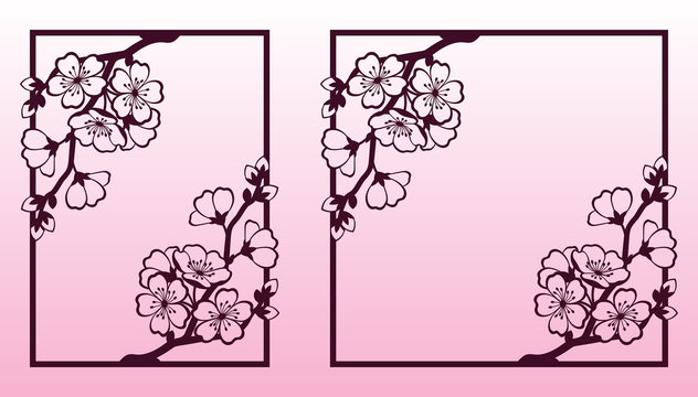 A branch of cherry or sakura blossoms. Laser cutting templates.