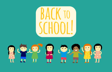 Different pupils kids back to school vector illustration.