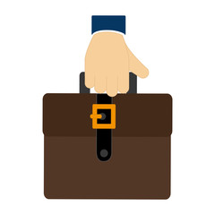 colorful hand holding a executive suitcase icon vector illustration