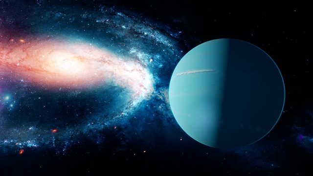 Realistic beautiful planet Uranus from deep space