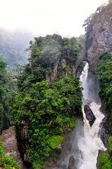 Pailon Del Diablo waterfall, in Banos de Agua Santa, Ecuador.