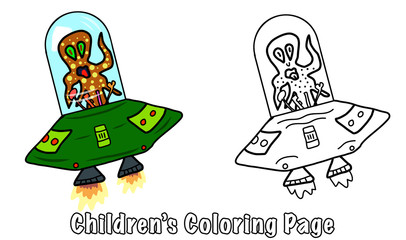 Coloring page for children. Crazy space alien or monster