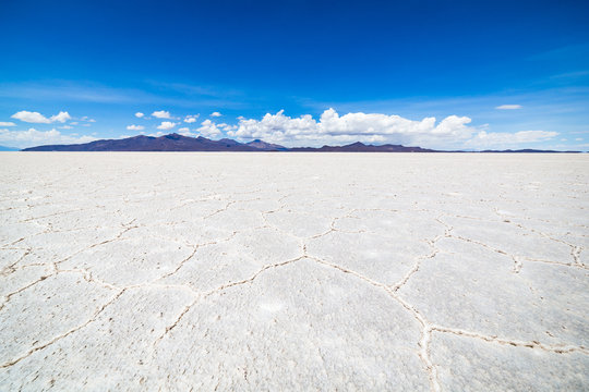 Salt Flat Or Salar De Uyuni In Bolivia