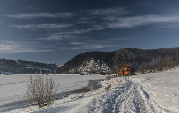 Winter cold morning in Dedinky village