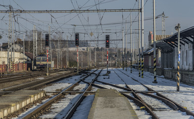 Railway track in Spisska Nova Ves station