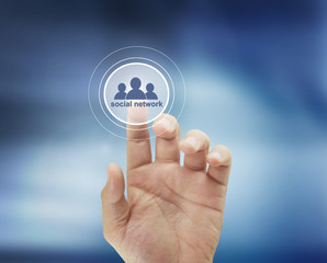 Hand touch virtual a icon social network